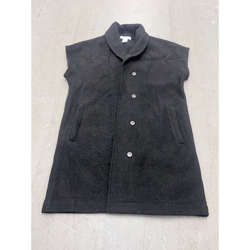 Keren‎ Hart Vest Womens Medium Black 100% Wool Snap Front Shawl Collar Cabincore